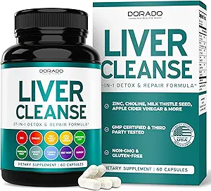 Liver Cleanse Detox & Repair 27 in 1 Formula - Milk Thistle, Dandelion Root, Turmeric, Artichoke Extract & More - Liver Detox Support Supplement - 3rd Party Tested, Vegan Safe & USA Made (60 Count)