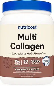 Nutricost Multi Collagen + Beauty & Protein Powder (Milk Chocolate Flavor) 30 Servings - with Biotin and Collagen Peptides, Non-GMO, Gluten-Free