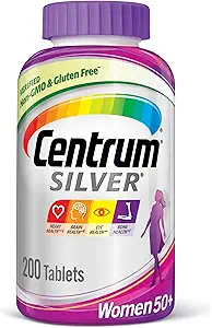 Centrum Silver Πολυβιταμίνη γυναικών για γυναίκες 50 Plus, Multivitamin / Multimineral συμπλήρωμα με βιταμίνη D3, Β Βιταμίνες, ασβέστιο και αντιοξειδωτικά, Χωρίς γλουτένη, μη ΓΤΟ Συστατικά - 200 Count