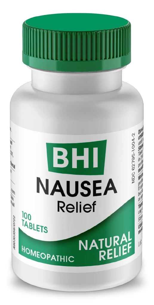 BHI Nausea Natural Relief 7 Ομοιοπαθητικά ενεργά συστατικά για την ανακούφιση της ναυτίας, του εμετού, του εμβρύου και της δυσπεψίας Μη-Νυχθηρή Καταπραϋντική Καταπραΰνσεις για γυναίκες & άνδρες - 100 Tablets