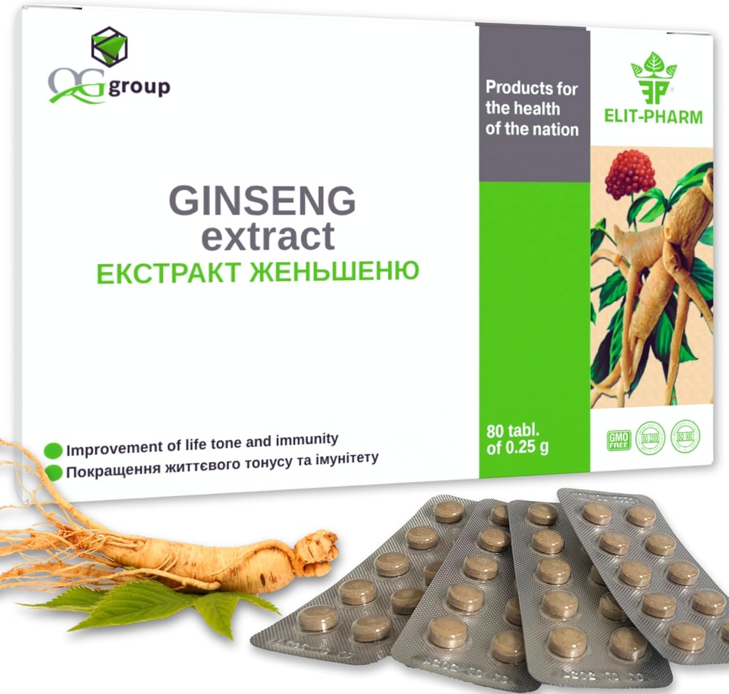 QG group Ginseng Extract & Licorice Root Extract με Βιταμίνη C (80 δισκία - 210mg έκαστο) Συμπλήρωμα διατροφής για άνδρες και γυναίκες