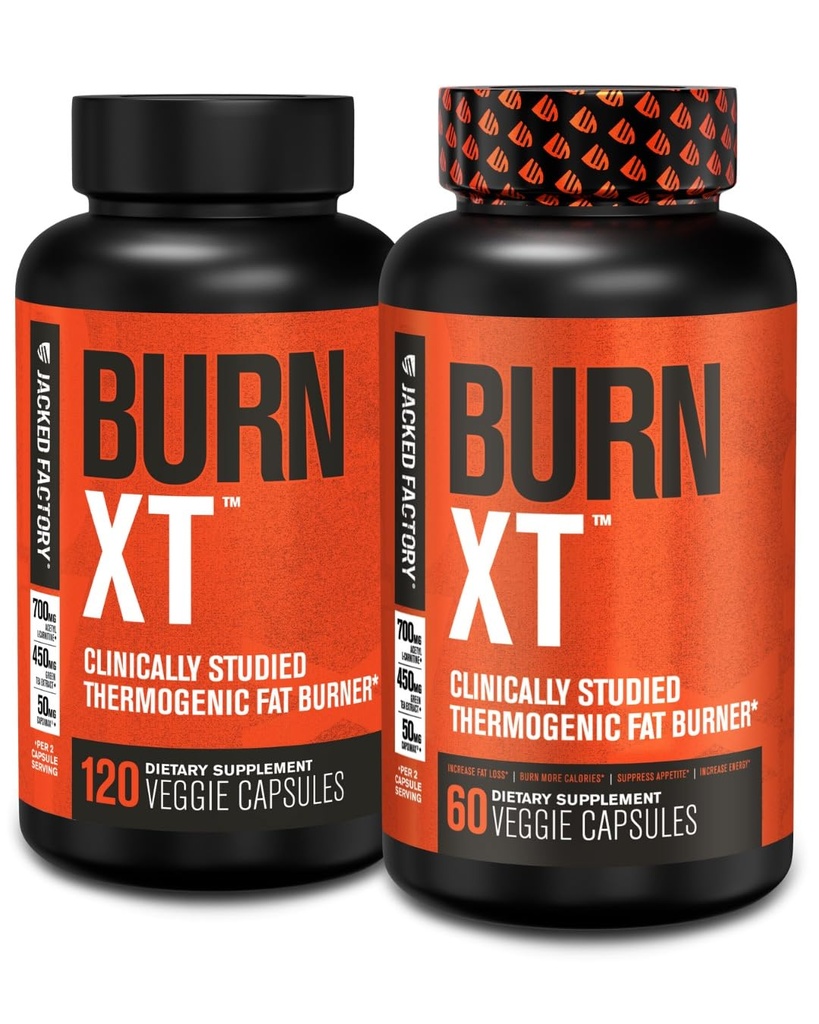 Jacked Factory Burn-XT Clinically Studied Fat Burner & Weight Loss Supplement - Ορεκτικό Καταπιεστικό & Ενεργειακό Αναμνηστικό - με Acetyl L-Καρνιτίνη, Πράσινο Τσάι Extract και Περισσότερα - 180 Χάπια Φυσικής Διατροφής