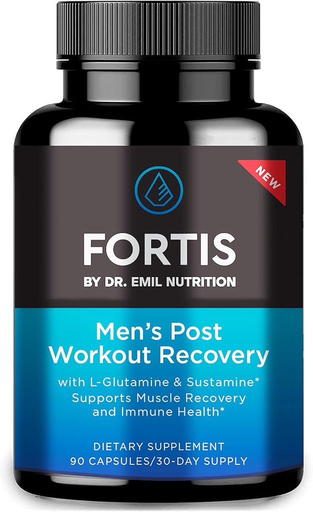 DR. EMIL NUTRITION Fortis μετά την προπόνηση Recovery Κάψουλα για άνδρες με L-Γλουταμίνη και Sustamine για την υποστήριξη της αποκατάστασης των μυών & ανοσοποιητική υγεία, 30 υπηρεσίες