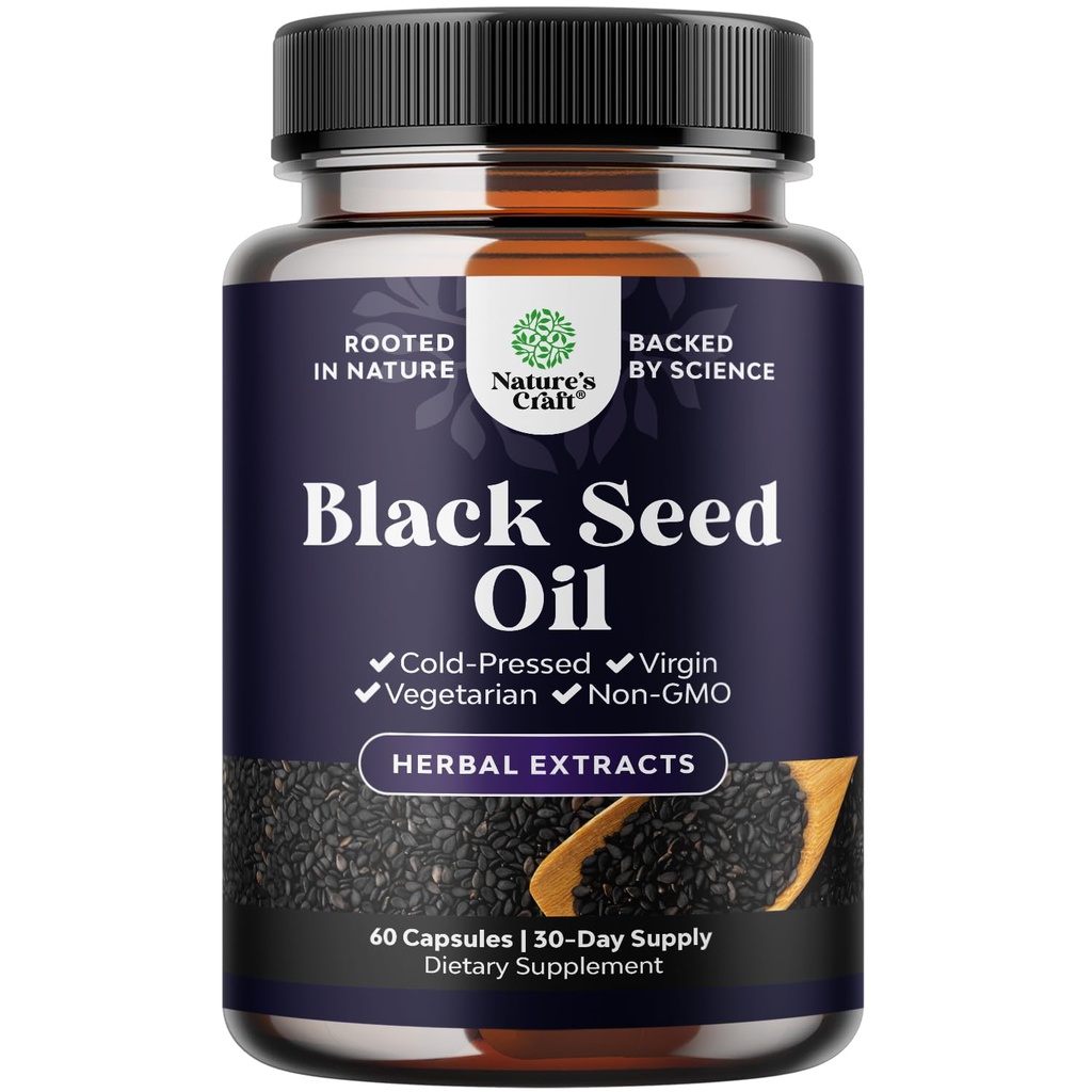 Vegan Black Seed Oil Capses - Ψυχρή πίεση Nigella Sativa Μαύρο Cumin Seed Oil Κάψουλες με Omega 3 6 9 Αντιοξειδωτικά και Thymoquinone για την ανάπτυξη των μαλλιών Ανοσοποιητική υποστήριξη Κοινή Υγεία και πέψη