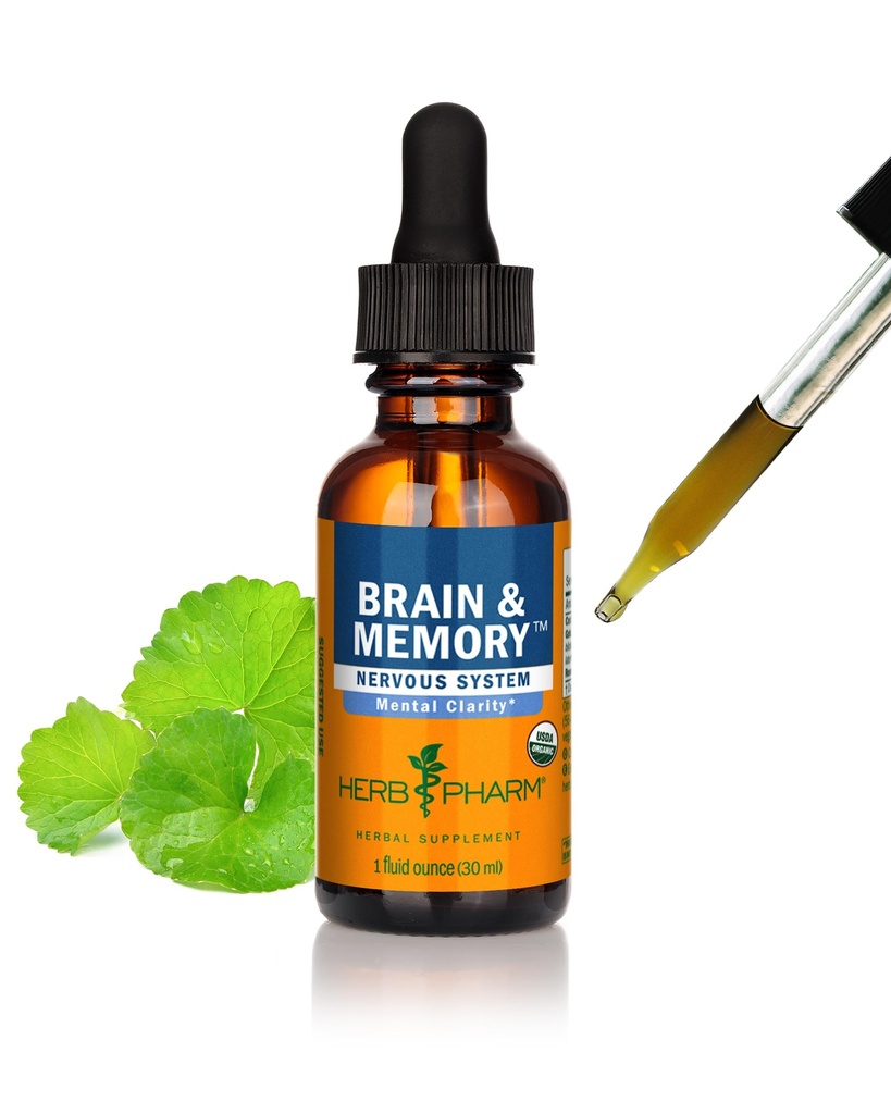 Herb Pharm Organic Nootropic Brain & Memory Supplement with Ginkgo Biloba Liquid Extract: Γρήγορη απορρόφηση για υποστήριξη ψυχικής εστίασης, Ginkgo Supplement, Vegan, Gluten-free, Non-GMO, 1 Oz