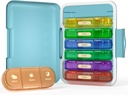 Weekly Pill Organizer 3X την ημέρα, 7 Day Pill Box 3 φορές, Φορητή για Travel Pill περίπτωση για χάπια / Vitamin / Fish Oil / Medication / Συμπληρωματικά (3x7 Blue+Rainbow)