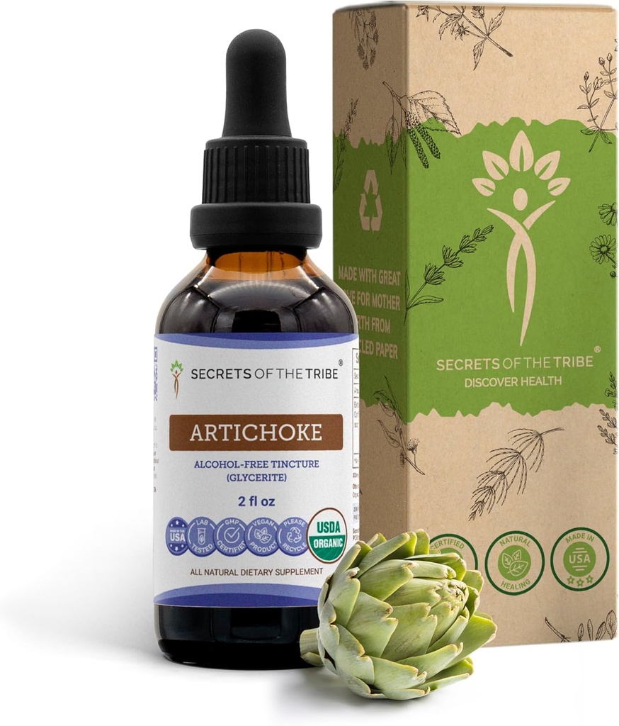Secrets of the Tribe Artichoke USDA Organic | Alcohol-Free Extract, High-Potency Herbal Drops | Made from 100% Certified Organic Artichoke (Cynara scolymus) Dried Leaf 2 oz