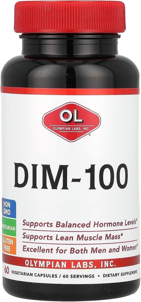 Olympian Labs DIM Supplement 100mg - Καθημερινή Κάψουλες - Diindolylmethane για άνδρες και γυναίκες, 100 Mg, 60 Count