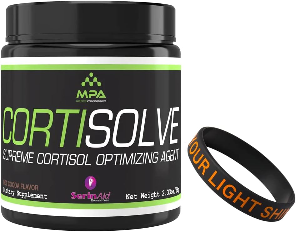 MPA Supps CortiSolve - Supreme Cortisol Βελτιστοποιώντας Agent Bundle με ένα Motivational Wristband Βραχιόλι για να σας Κίνητρο και Υποστήριξη - 28 Υπηρεσίες - Hot Cocoa