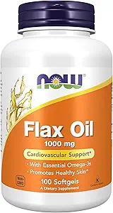 NOW Συμπληρώματα τροφίμων, έλαιο flax 1.000 mg που παρασκευάζονται με βιολογικό έλαιο flax, Καρδιαγγειακή Υποστήριξη*, 100 Softgels