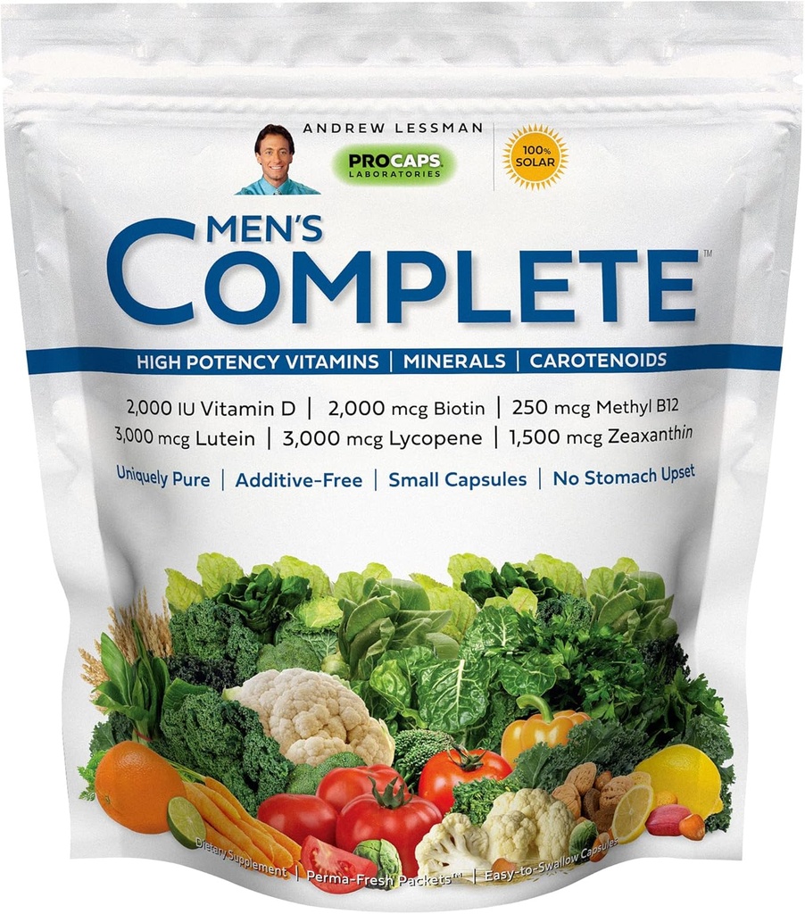 ANDREW LESSMAN Πολυβιταμίνες-Men's Complete 30 Packets - High Potencies 30+ Nutrients, Ουσιώδεις Βιταμίνες, Ορυκτά, Καροτενοειδή. Μικρός εύκολος στη δουλειά. Χωρίς συνδετήρες, χωρίς πληρώματα, χωρίς πρόσθετα