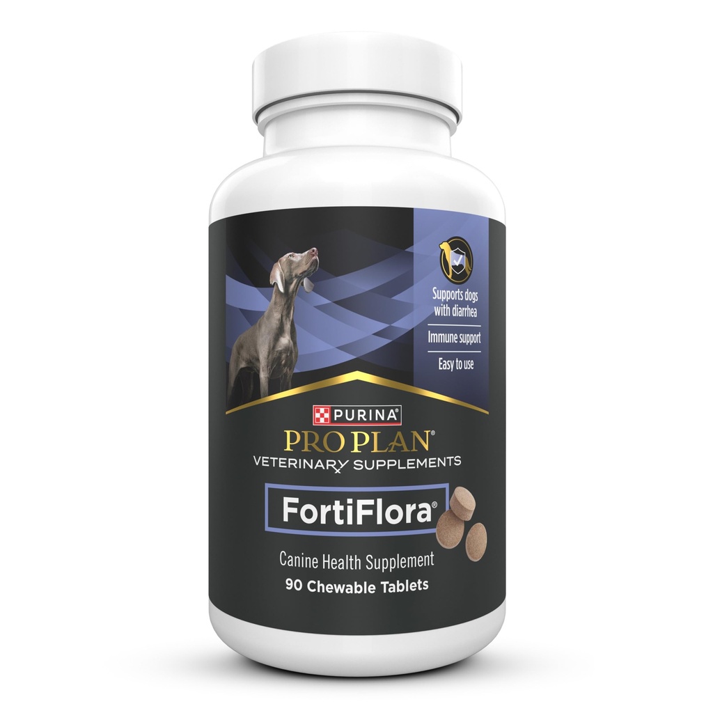Purina Pro Σχέδιο Κτηνιατρικά συμπληρώματα FortiFlora Προβιοτικά για σκύλους Μασώμενα δισκία για Digestive Gut Υγεία και Διάρροια - 90 ct. Canister