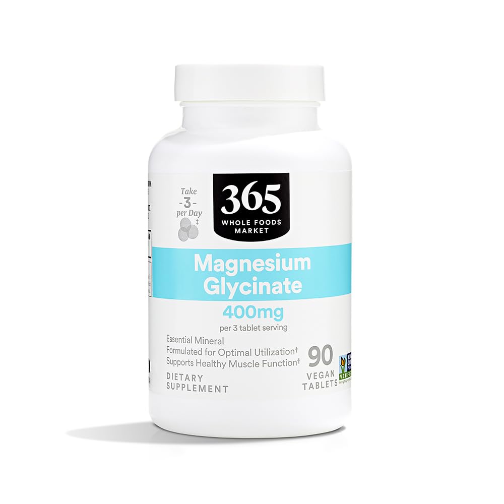 365 από το Whole Foods Market, Magnesium Glycinate Tablets, 400 MG, 90 Count