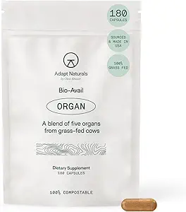 Adapt Naturals Organ Supplement, Bioδιαθέσιμο Grass Fed Beef Liver Capsules, Blend του ήπατος, καρδιά, νεφρό, πάγκρεας & σπλήνα, υποστήριξη Liver Cleanse Detox & επισκευή 