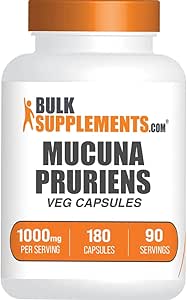 BulkSupplements.com Κάψουλες Mucuna Pruriens - φυτικά συμπληρώματα, συμπλήρωμα Mucuna Pruriens, Velvet Beans - Vegan & Gluten Free, 2 κάψουλες ανά υπηρεσία (1000mg), 180 Count (Pack of 1)