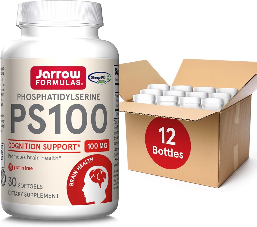 Jarrow Formulas PS100 Phosphatidylserine 100 mg, Συμπλήρωμα διατροφής για την υποστήριξη της υγείας του εγκεφάλου και της γνώσης, 30 Softgels, 10-30 ημέρα προσφοράς, πακέτο των 12