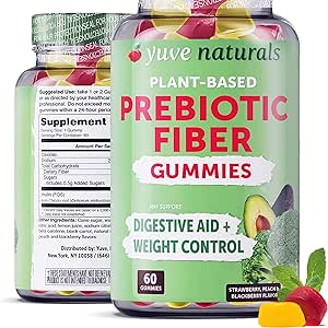Yuve Fiber Gummies - Delicious - 3g Soluble Fiber Gummy Supplement - Υποστηρίζει Digestive Health & Regularity - Vegan & Gluten-free Fiber Gummies για Ενήλικες & Γυναίκες - Μη ΓΤΟ & Χαμηλή Ζάχαρη - 60Ct (2 Pack)