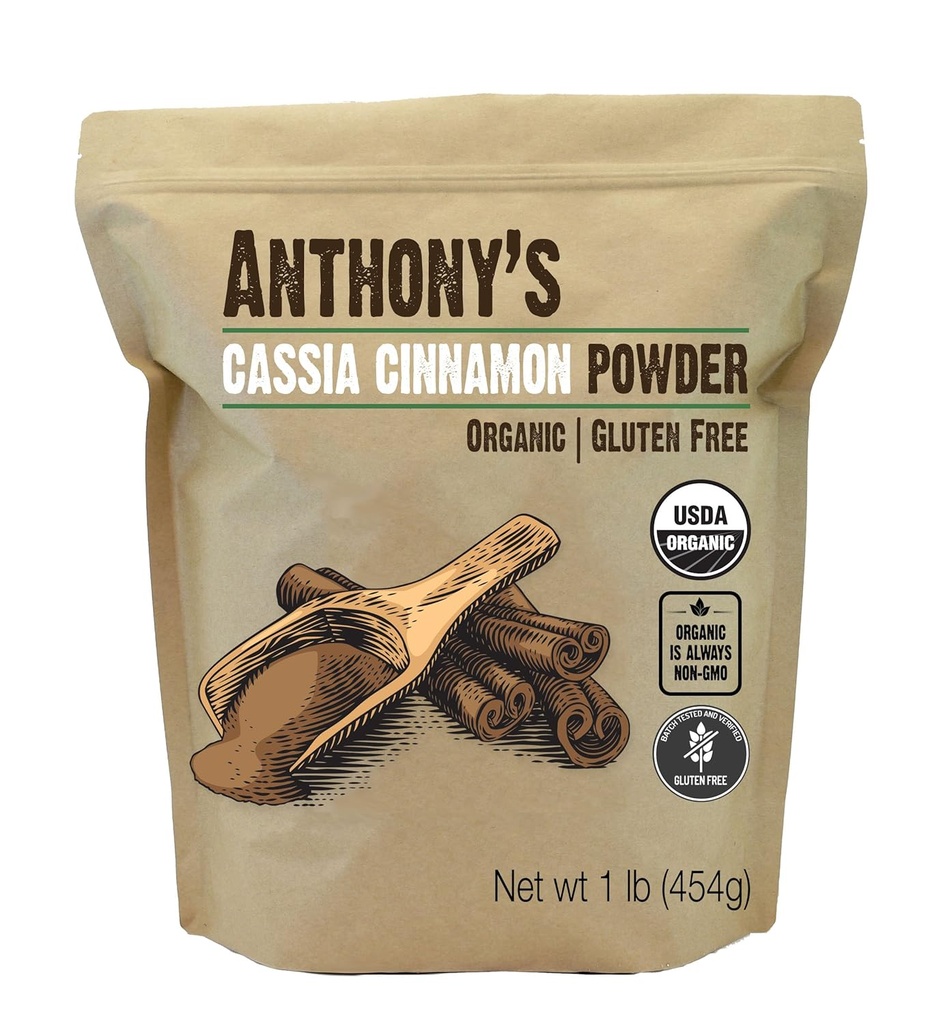 Βιολογική σκόνη κανέλας Cassia του Anthony, 1 lb, έδαφος, χωρίς γλουτένη, μη γενετικά τροποποιημένο, μη ακτινοβολημένο, φιλικό Keto