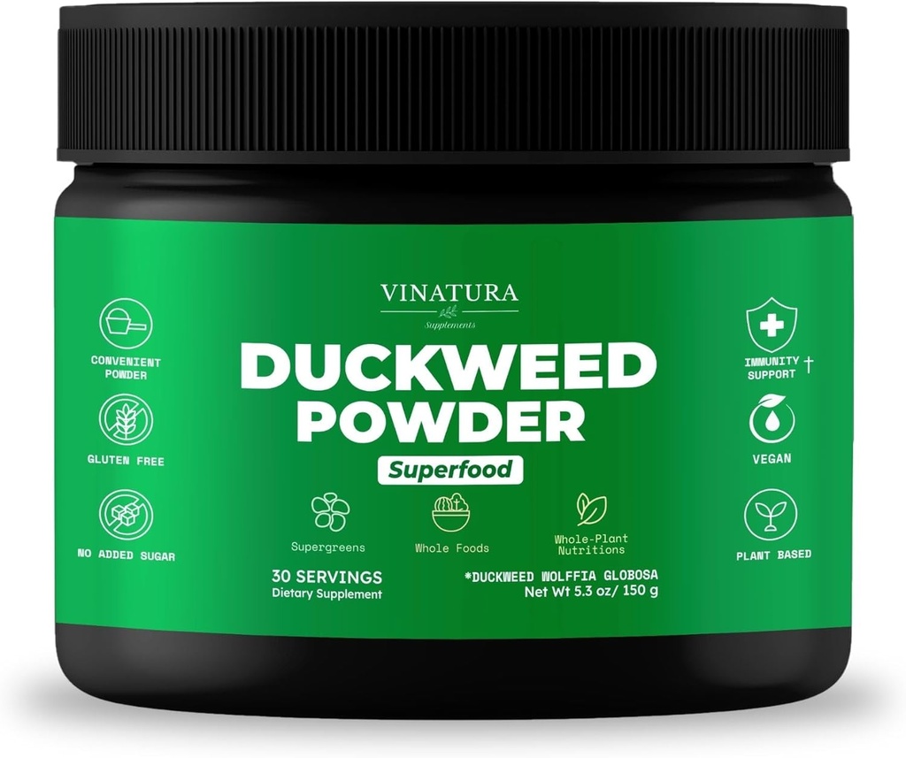 VINATURA Duckweed Powder - συμπλήρωμα πάπιας, Superfood Digestive Health, Fiber-Superfood Powder of Wolffia Globosa
