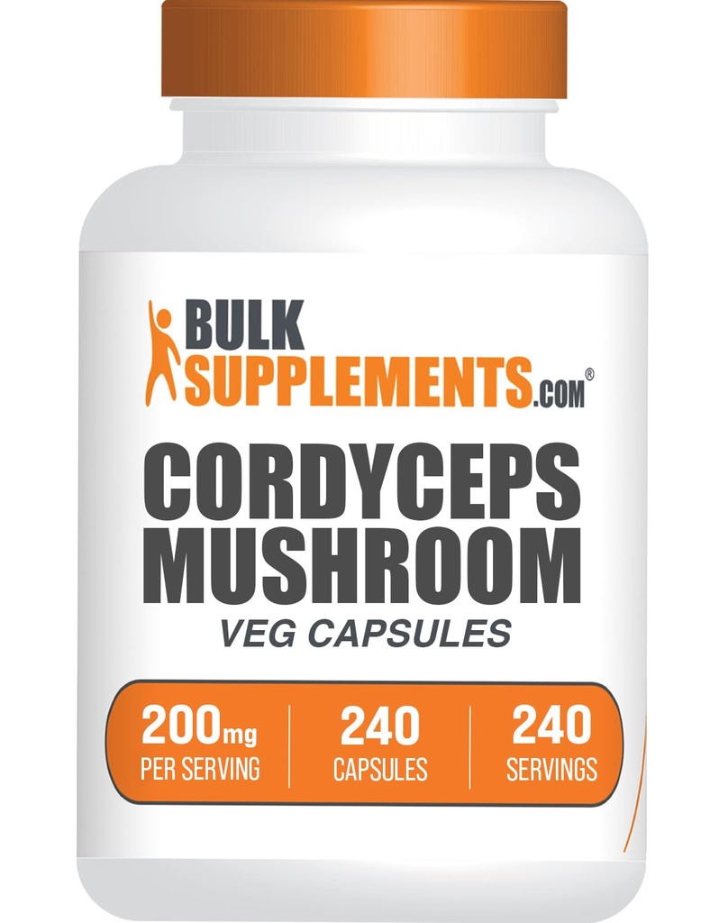 BulkSupplements.com Κάψουλες Mushroom - Cordyceps Extract, από Cordyceps Sinensis - Χωρίς γλουτένη, 2000mg Ισοδύναμη εξυπηρέτηση - 1 κάψουλα ανά υπηρεσία, 240 κάψουλες Veg (πακέτο του 1)