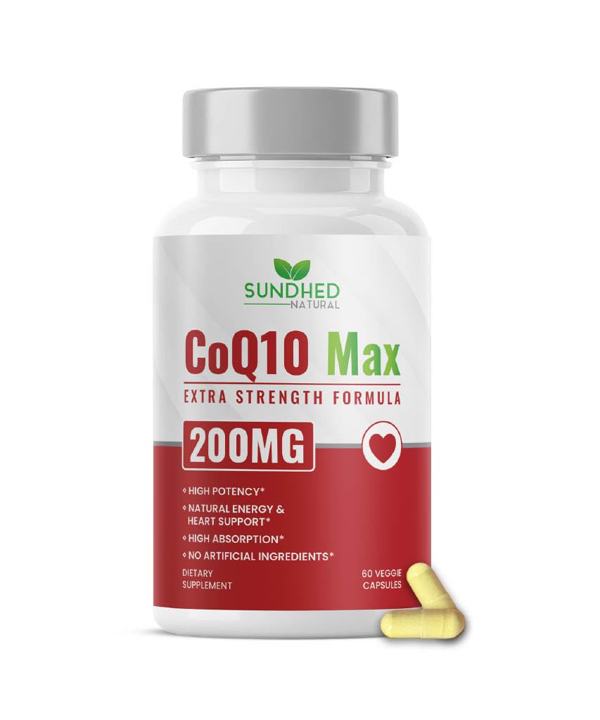 CoQ10 200mg Vegan, Ultra CoQ10 - Ultra Υψηλή Απορρόφηση Συνένζυμο Q10 Συμπληρώματα - Αντιοξειδωτικό συμπλήρωμα για την Αγγειακή και Καρδιακή Υγεία, Γονιμότητα & Παραγωγή Ενέργειας - 2 Μήνες Προμήθεια - 60 Μέτρα