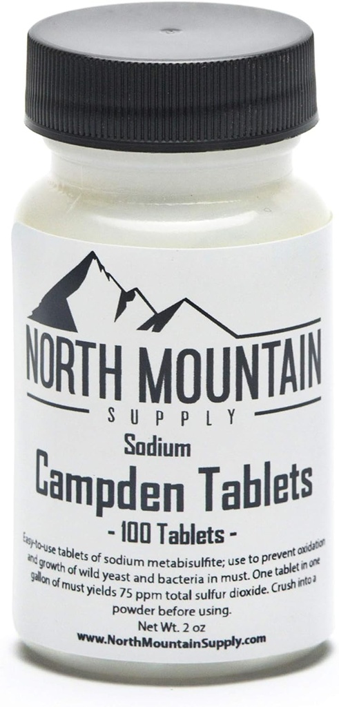 North Mountain Supply Campden Tablets (Sodium Metabisulfite) - 100 Tablets - 2 Ounce Jar