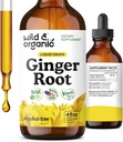 Wild & Organic Ginger Root Extract Drops - Immune & Digestive Support - Liquid Ginger Supplements - Vegan, Sugar & Alcohol-Free Tincture - 4 fl oz