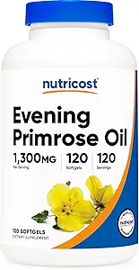 Nutricost Evening Primrose Oil 1,300mg, 120 Softgels - Cold Pressed, Non-GMO, Gluten Free, 120 Servings