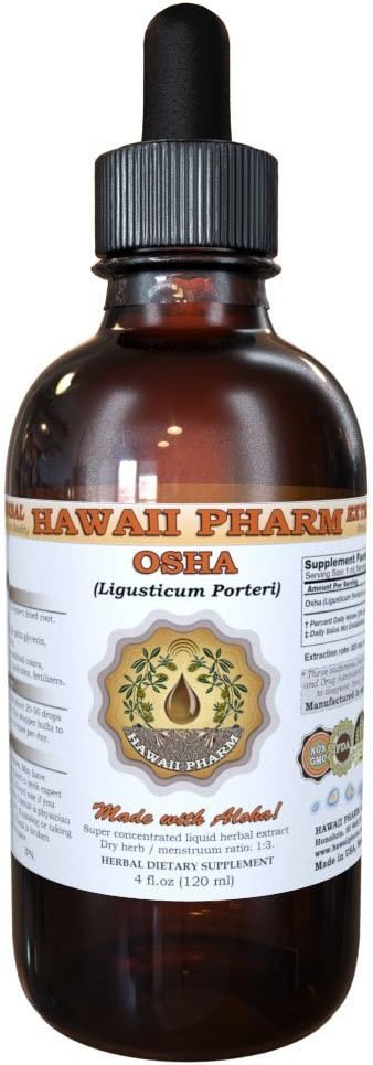 Hawaii Pharm OSHA (Ligusticum porteri) Υγρό εκχύλισμα, Βάμμα, Βότανο συμπλήρωμα, Made in USA, 2 fl.oz