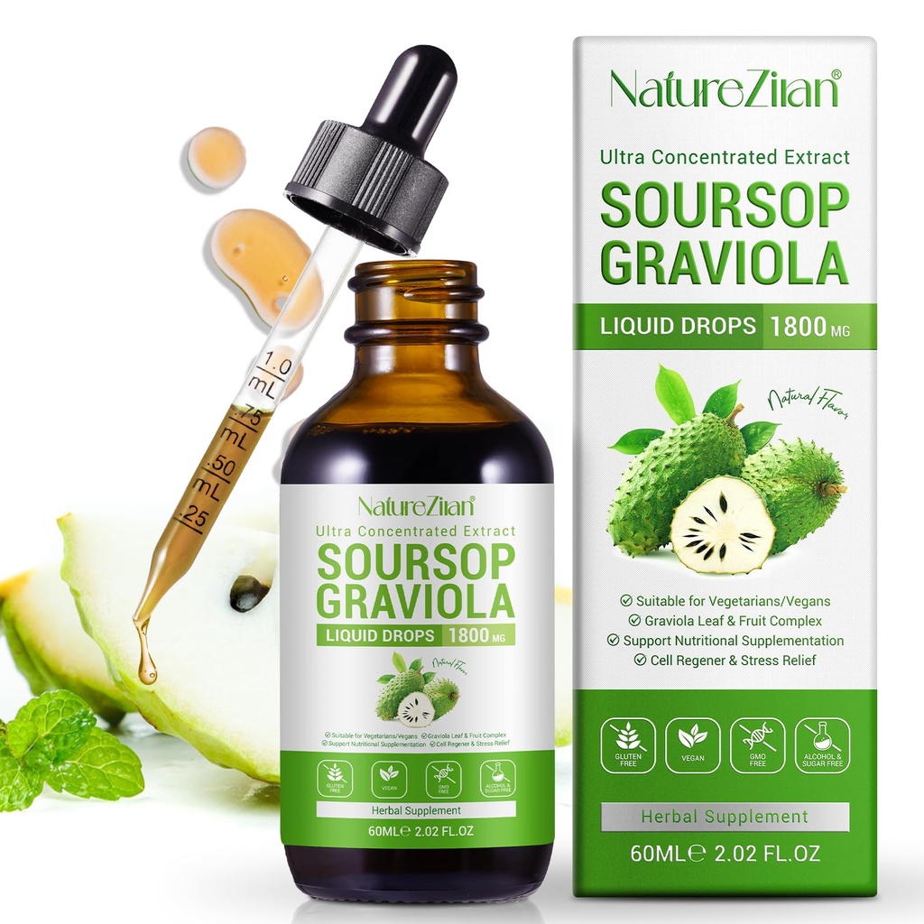 Soursop Graviola Liquid Drops - Soursop Bitters Liquid - Soursop Leaves Extract - Φυσικό Αντιοξειδωτικό - Υποστήριξη & Αναγέννηση κυττάρων - Ανοσοποιητική ενίσχυση - Χαλαρώστε - Ήπαρ και Ύπνος (1)