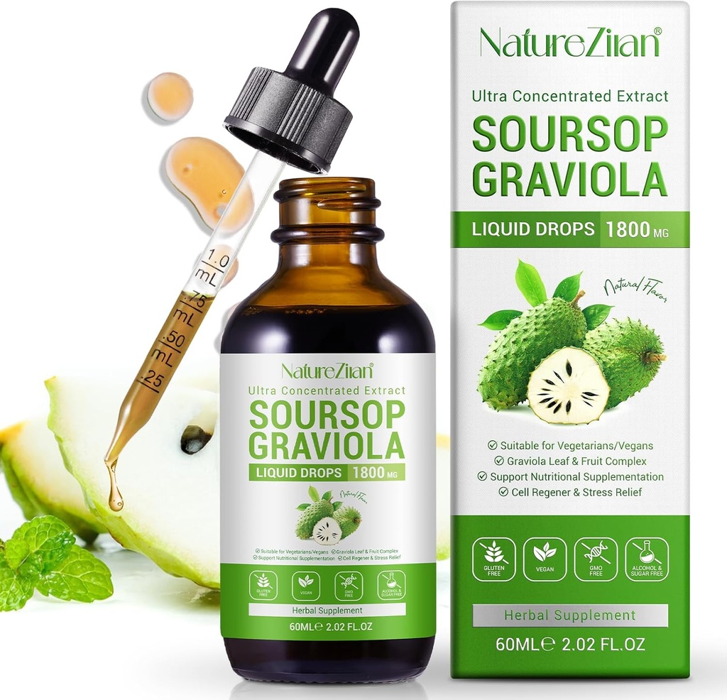 Soursop Graviola Liquid Drops - Soursop Bitters Liquid - Soursop Leaves Extract - Φυσικό Αντιοξειδωτικό - Υποστήριξη & Αναγέννηση κυττάρων - Ανοσοποιητική ενίσχυση - Χαλαρώστε - Ήπαρ και Ύπνος (1)