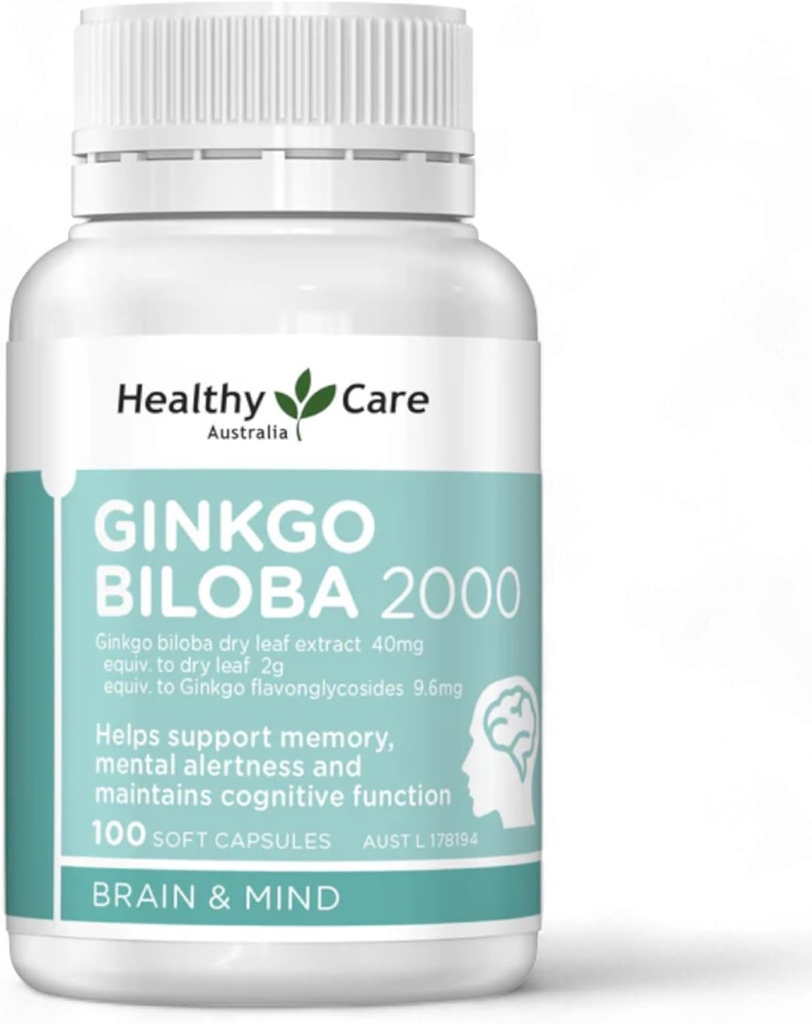 Healthy Care Ginkgo Biloba 2000mg 100 Capsules Australian Made