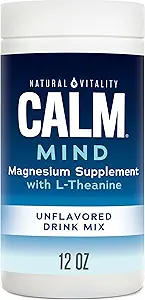 Φυσικό Vitality Calm Mind, Magnesium Citrate + L-Θεανίνη σκόνη, συμπλήρωμα για το στρες ανακούφιση, χωρίς γλουτένη & χορτοφάγους, χωρίς γεύση, 12 oz.