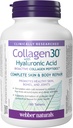 Webber Naturals Collagen30 με Υαλουρονικό οξύ, Βιοενεργό κολλαγόνο Πεπτίδια, 180 δισκία, βοηθά στη μείωση των ρυτίδων ματιών και λεπτή γραμμή προσώπου, μη ΓΤΟ