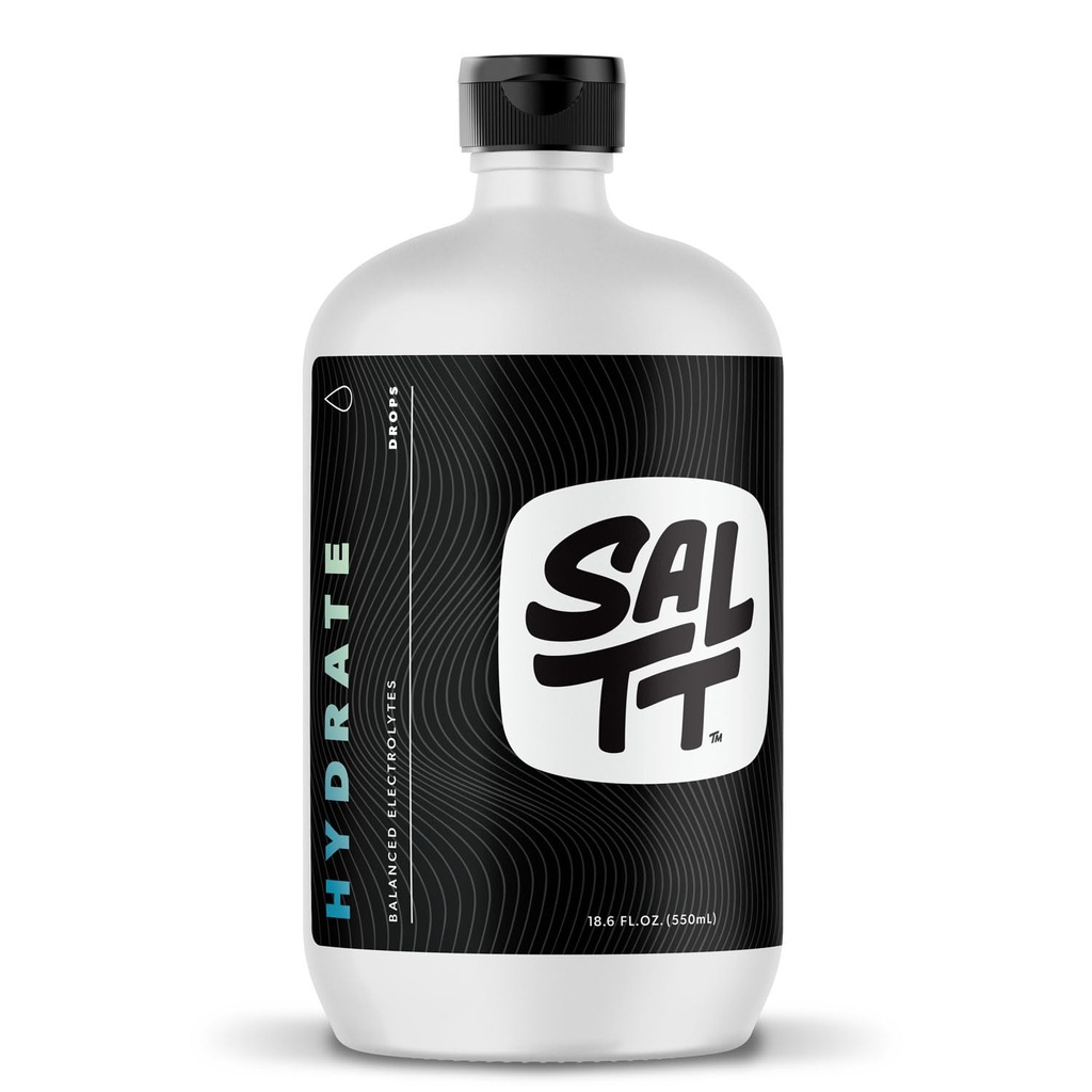 SALTT - Hydrate (18.6 oz) - Electrolytes Drops - Energy Boost - Sodium, Potassium, Magnesium, Zinc, Copper - Unflavored - Ultra Low Carb - Zero Sugar, Vegan, Gluten Free, Non GMO - By Keto Chow