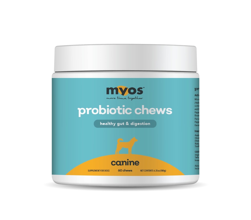 MYOS Probiotic Chew for Dogs - Daily Digestive Support, Promotes Complete Gut Health, Aids Digestion, Enhances Nutrient Abprovice, Supports Healthy Stool - All-in-One Chewable Supplement