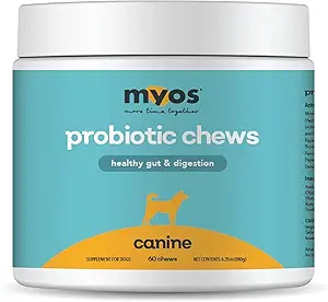 MYOS Probiotic Chew for Dogs - Daily Digestive Support, Promotes Complete Gut Health, Aids Digestion, Enhances Nutrient Abprovice, Supports Healthy Stool - All-in-One Chewable Supplement