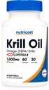 Nutricost Krill Oil 1000mg, 60 Softgels - Συμπλήρωμα Omega-3 EPA-DHA Krill Oil, με Superbakrill