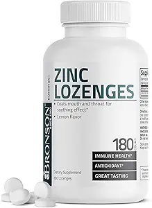 Bronson Zinc Lozenges Αντιοξειδωτικό & ανοσοποιητικό συμπλήρωμα υποστήριξης Λεμόνι Γεύση, 180 Μασώμενα δισκία