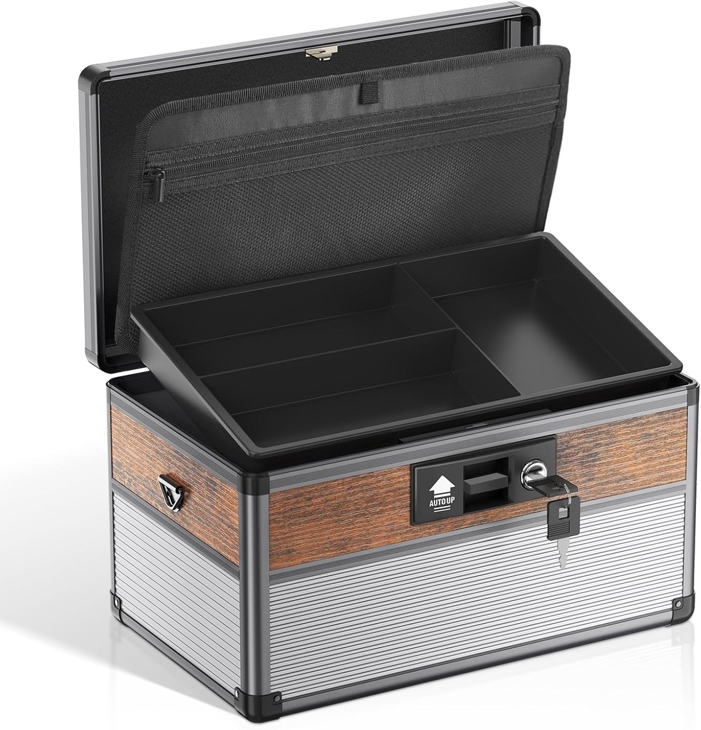 Glosen Medicine Lock Box, locking κουτί ιατρικής, θυρίδες ασφαλείας【Medium Black】 12 x 7.68 x 7.87 Inch, Πρώτες βοήθειες βασικό χρηματοκιβώτιο για φαρμακευτική αγωγή