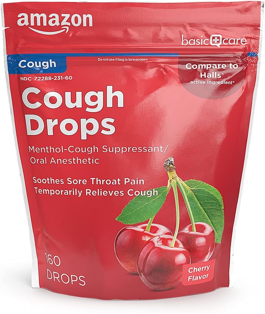 Basic Care Cherry Cough Drops, 160 count (Πρώην Ηχητική Υγεία)