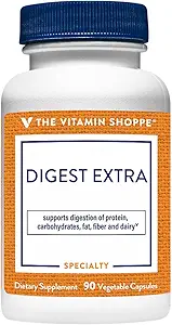 Το Vitamin Shoppe Digest Extra - Digestive Ένζυμα για Λίπη, Υδατάνθρακες και Πρωτεΐνη Συμπεριλαμβανομένου ενός Digestive Aid για Γλουτένη και Γαλακτοκομικά - Υποστηρίζει θρεπτική απορρόφηση (30 κάψουλες λαχανικών)