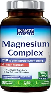 Innate Vitality Magnesium Complex - Magnesium Glycinate, Malate, Citrate, Oxide, 4-in-1 Formula for Energy, Bones & Nerves, Vegan & No Gluten, 90 Capsules