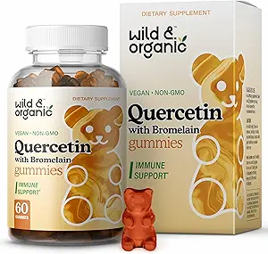 Wild & Organic Quercetin με Bromelain Gummies 800mg - Vegan Bromelain συμπλήρωμα για Lung Detox και ανοσοποιητική υποστήριξη - 60 μη GMO Quercetin Gummies