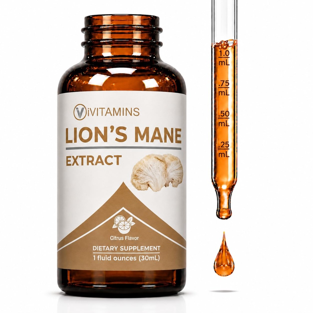 Lions Mane Liquid - Lion’s Mane Tincture for Memory, Focus & Clarity - Lions Mane Supplement - Lion Mane Mushroom Supplement - Nootropics Brain Support Supplement - (1 Pack)
