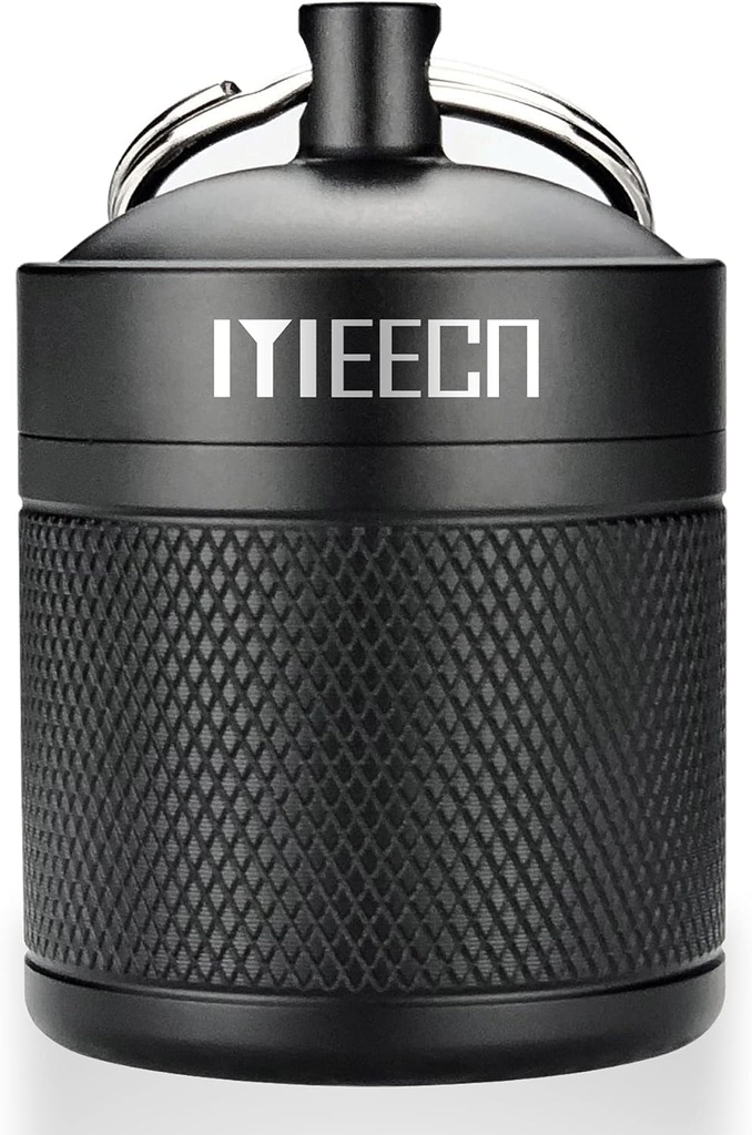 Keychain Pill Holder, Box, Aluminum, Waterproof Container, Pill Organizer for Outdoor Travel Camping, Size: 1.6 x 1.6 x 2 in (Black)