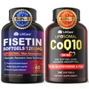 LILICARE 1Pack Liposomal Fisetin Softgels 1200mg + 1Pack Liposomal CoQ10-200mg Softgels