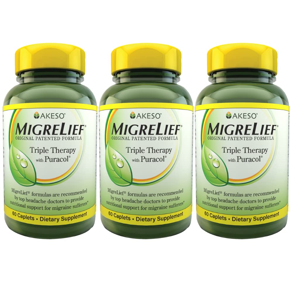 MigreLief Original Formula Triple Therapy with Puracol, 60 Count (πακέτο των 3)