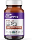 New Chapter Men's Multivitamin for Immune, Stress, Heart + Energy Support with Fermented Nutrients - Every Man's One Daily, Made with Βιολογικά Λαχανικά & Βότανα, Μη-ΓΤΟ, Χωρίς Γλουτένη - 48 ct