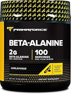 Primaforce Beta Alanine Powder, Unflavored, 200 Grams - Χωρίς γλουτένη, μη ΓΤΟ συμπλήρωμα για άνδρες και γυναίκες